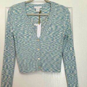 NWT House of Harlow 1960 Blue and Cream Long Sleeve Sweater Set Cardigan
